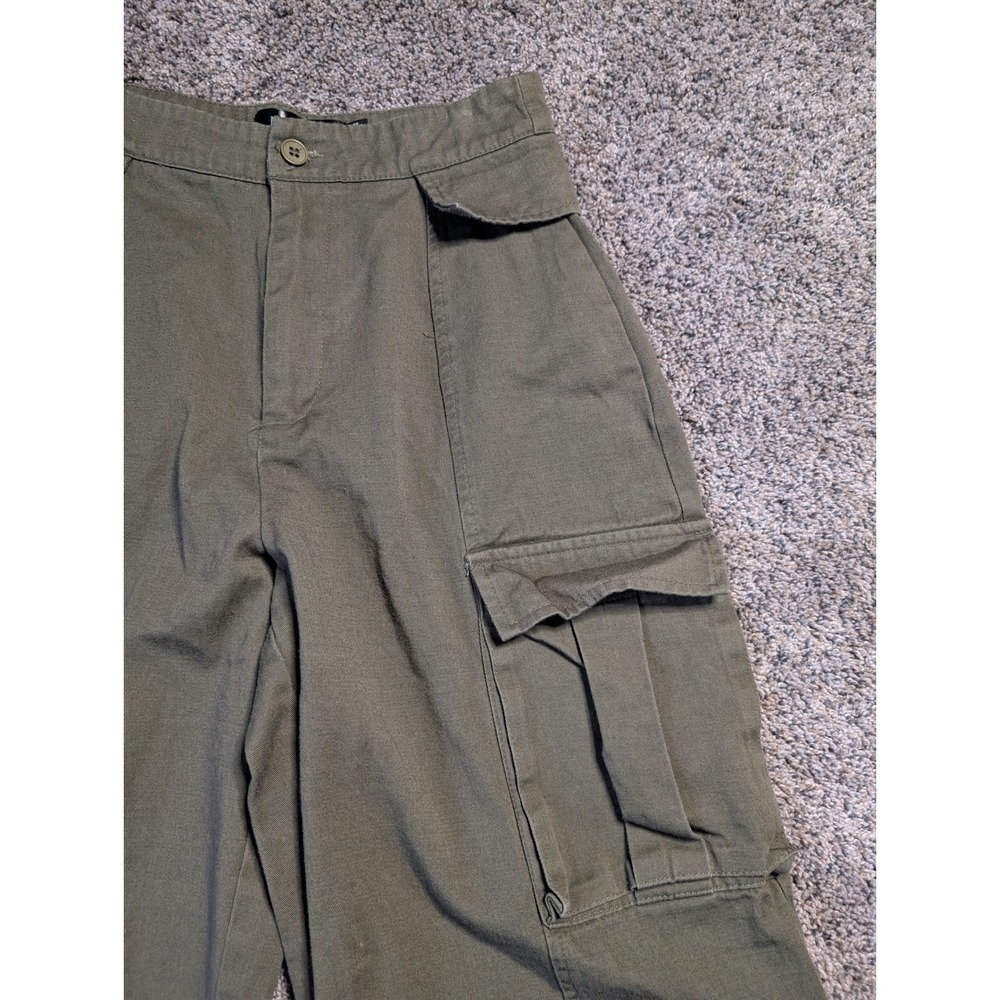 Missguided Women Olive Green Wide Leg Cargo Pants High Waisted Utility US 2 - Picture 2 of 5